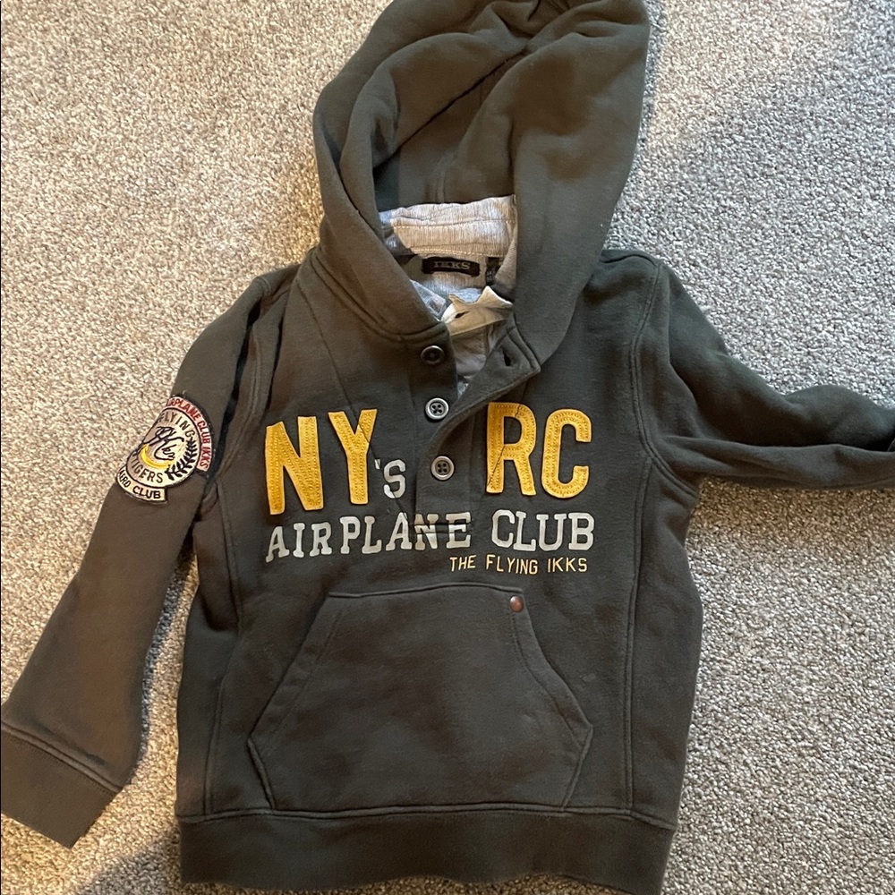 Ikks Green Hoodie with Yellow NY's RC Lettering boys size 3